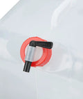 Close-up of red tap on 5L Collapsible Water Container With Tap, Foldable Water Jug, BPA Free PP PE for camping