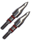 Archery Field Points 100 Grain 12 Pack 19/64 Inch Stainless Steel Screw In Tips for Practice and Target Shooting close-up.