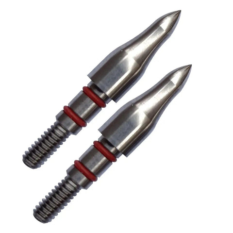 Archery Field Points 100 Grain 12 Pack 19/64 Inch Stainless Steel Screw In Tips for Practice and Target Shooting close-up.