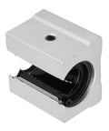 Open Linear Bearing Block SBR16UU 16mm aluminum block showing inner ball bearing mechanism for linear motion systems.