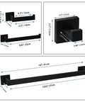 Dimensions of 4 Piece Matte Black Bathroom Hardware Set Made From Thick SUS304 Stainless Includes 16 Inch Towel Bar and Accessories