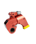 Rock Solid Hydraulic Torque Wrench Featuring Square Drive And Anti Corrosion Alloy Construction Designed For Fast Operation Cycles and Serious Torsional Strength On Every Job Site, red torque wrench side view.