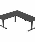 Rocking This VIVO L-Shaped Corner Standing Desk For Your Office Home Setup With Height Adjustable Ergonomic Features Smooth Transition From Sit To Stand Position Massive Workspace Ideal For Productivity And Comfort, black finish, electric adjustable.