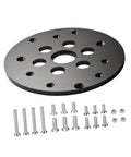 Heavy Duty Guide Bushing Router Plate Template For Woodworking Rock Solid Pp Build With 1.25 Inch Center Hole And 6.42 Inch Diameter with screws.