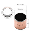 Three Pack Sleeve Bushings 14mm Bore 16mm OD 15mm Length Oilless Plain Bearings, showcasing copper sleeve dimensions.