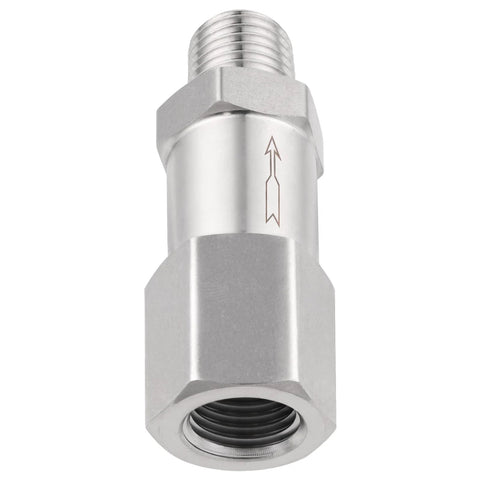 Detachable 304 stainless steel check valve, 1/4in FNPT inlet to MNPT outlet, one-way valve for water/oil/gas