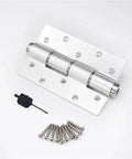 Heavy Duty Six Inch Hydraulic Buffer Hinge With Sleek Aluminum Frame And Hidden Mount For Frictionless Automatic Door Closing Premium Multipurpose Closer Kit In Classic Silver Finish Pair Of Two with mounting screws and tool.