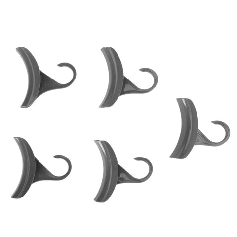 Set of dark gray 10 Pack Hanging Purse Hanger Hooks For Handbags Backpacks And Scarves Plastic Closet Organizer Clips on white background