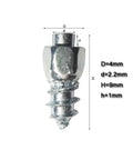 200 Pcs 9 Mm Tungsten Carbide Anti Slip Tire Spikes Reusable Screw Mount showing 4mm stem and 9mm height for winter traction.