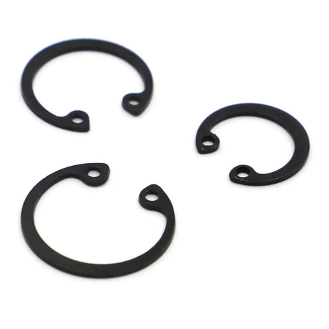 Rock Solid Black Internal Retaining Rings And C Clips M8 Through M50 Shaft Circlips, carbon steel clips for machinery use.