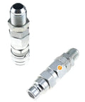 JIC Flat Face Hydraulic Quick Connect Coupler Set For Bobcat Skid Steer Loaders 7753 773 863 873 963 Includes One Female And One Male Flat Face Coupler With PVC Protective Covers One Half Inch Body shown