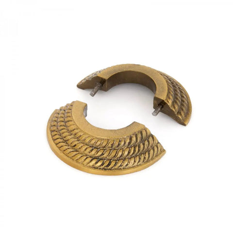 Aluminum Escutcheon Plate 3.13 Inch Outer Diameter Radiator Flange With Lacquered Antique Gold Finish, split view