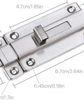 Diagram of Stainless Steel Sliding Door Bolt Lock 2 Pack Surface Mounted Latch 3 Inch Door Bolts For Internal Doors
