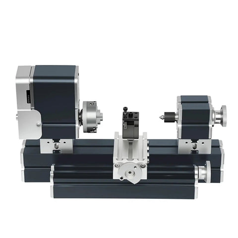 Heavy-Duty Miniature Metal Lathe With Electroplated Finish For DIY Projects, precision 50mm center turning machine, all-metal construction.