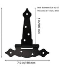 Heavy Duty Iron T Strap Hinges For Barn Doors And Wood Sheds Built Different Includes Mounting Hardware with measurement details.