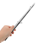 Heavy Duty Bag Closer Rail For Commercial Packaging And Retail Sealing Equipment, Pro Grade Metal Track For Durable Sealer Rails And Replacement Parts In Supermarket Food Bag Ops. 470x36x20 mm silver metal rail held in hand