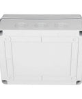 Bottom view of IP65 Waterproof Distribution Box with transparent cover, showing tough anticorrosion ABS plastic enclosure for junctions.