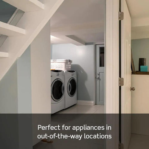 Laundry room with washer and dryer, ideal location for GFCI Outlet With Audible Alarm And Self Test, 20 Amp, Tamper-Resistant, LED Indicator Light
