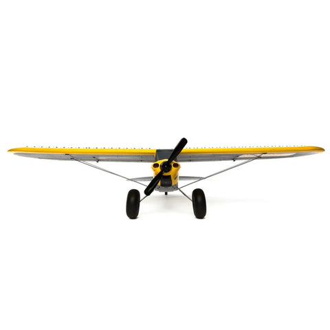 Front view of Carbon Cub S 2 1.3m RC Airplane BNF Basic With SAFE Technology For Easy Flying Durable Scale Trainer With 1.3m Wingspan Yellow Finish Transmitter Battery And Charger Not Included