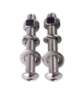 10 Set 1/4-20 By 2 Inch Button Head Socket Cap Screws With Nuts Flat Washers And Lock Washers, 304 Stainless Steel 18-8 Fully Threaded, Silver Hardware Kit