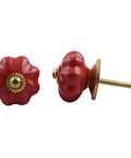 Hella Durable 100 Pack Red Ceramic Pumpkin Drawer Knobs with smooth glossy finish and golden screw for easy installation.