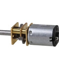 Smooth Operator 3V Dc Miniature Gear Motor Ga12N20 15 Rpm Silver Metal Casing With 10Mm Output Shaft angled view highlighting gear assembly.