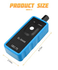GM TPMS Relearn Tool EL50448 Easy Plug And Play Tire Pressure Sensor Relearn, Battery Powered, Portable Blue Handheld Diagnostic For GM Vehicles, Quick Sensor ID Relearn, No Fuss, Reliable., blue handheld TPMS relearn tool with 4.72 x 2.56 x 1.4 in size