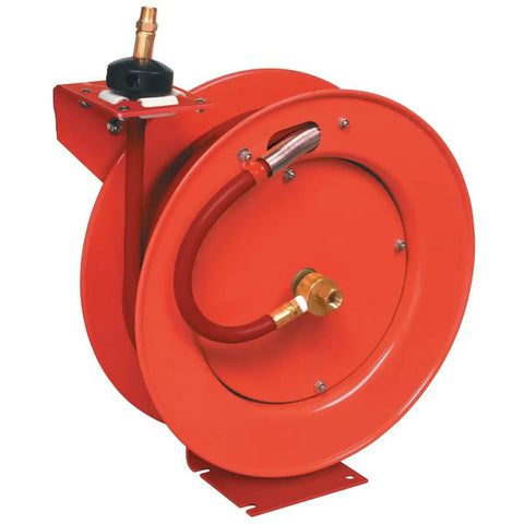 Lincoln 1220B Pro Shop Utility Reel Kit With Air Water Retractable Hose Reel 50 Ft For Industrial Garage Use