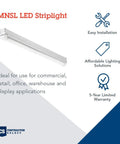 2Ft LED Light Fixture For Bright Energy Saving 120V 4000K Cool White Illumination With One Lamp White Finish