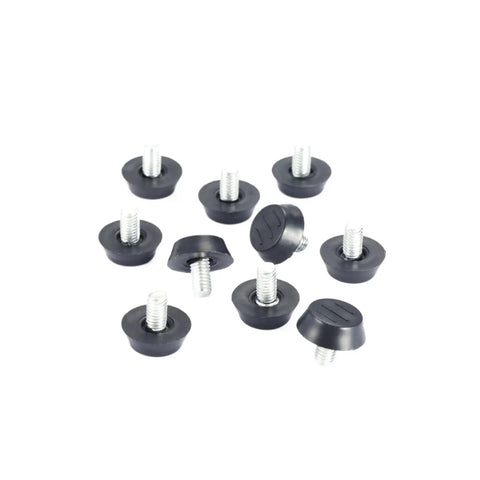Durable Threaded Leveling Feet for Furniture Workhorse, Screw On Adjustable Glide Foot Levelers M6 M8, black plastic and metal