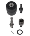 Heavy Duty Keyless Drill Chuck Set 2 To 13mm With SDS Plus Hex Shank Adapters For Hammer Drills And Wrench Conversion 5 In 1 Metal Working Tool Holding System, black metal parts