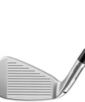 Close-up of Qi Max Irons Graphite Regular Men's Right Hand Set 5 Through PW And AW head showing grooves and graphite shaft