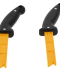 Heavy Duty Magnetic Woodworking Push Stick Set With Super Grippy Handle And Strong Magnet for Table Saws, featuring black handles and yellow push blocks.