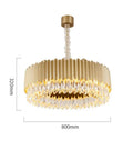 Next Level Gold Crystal Chandelier Round Ceiling Light Three Color Dimmable Modern Pendant Lamp 80cm Diameter, 320mm height.