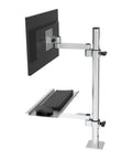 Badass Articulating Desk Arm With Spacious Keyboard Tray For Savage Computer Setup And Ultra Heavy Duty Monitor Stand with keyboard.
