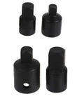 Premium Black Steel Ball Socket Converter Set For Heavy Duty Jobs, Perfect Adapter Kit To Connect Wrenches Of Different Sizes With Durable Design And Strong Bearing Capacity For Any Tough Mechanic Task. Four black steel socket adapters
