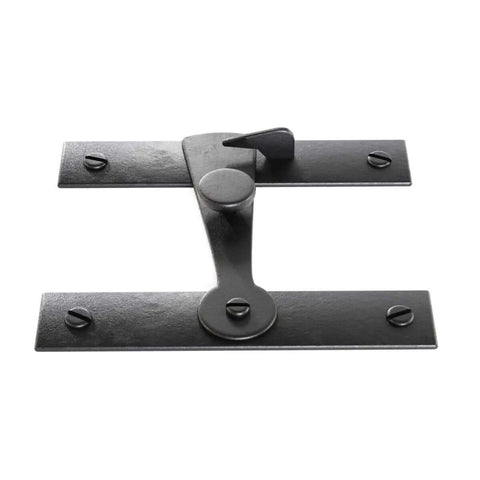 Two And A Half Inch Black Wrought Iron Barn Door Gate Latch With Mounting Hardware Heavy Duty H Shaped Flip Latch