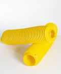 Hella Heavy Duty Yellow Fork Bellows Rubber Suspension Boot against a white background, designed to shield your rig from dust and gunk.