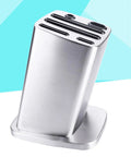 Six Slot Stainless Steel Knife Holder Rack With Anti Skid Pad And Tilt Style Design Sturdy Knife Storage Organizer