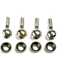 Pivot Balls And Cap Bushings Set Of 4 For RC Cars And Trucks, Dope Upgrade Replacement Parts For RTR Models, Durable, Easy Install, Keeps Steering Tight And Responsive. Four metal pivot balls and cap bushings set for RC steering.