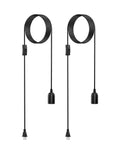 Two Pack Fifteen Foot Hanging Light Cord Kit With Inline On Off Switch For Pendant Lamps E26 E27 Socket Black No Bulb Included Great For Ceiling Lanterns Plug In Convenience