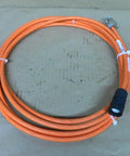 Servo motor cable RKG0001/005.00 R911307321-01-35-234, orange shielded 5-pin for Bosch Rexroth drives, coiled on brown background