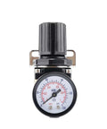 Air Pressure Regulator And Pneumatic FRL Regulating Valve For Compressor Air Treatment Unit One Quarter Inch To Three Eighths Inch BSPT NPT Black Durable Pro Grade Easy Install For Precise Pressure Control In Shops And DIY Pneumatic Systems
