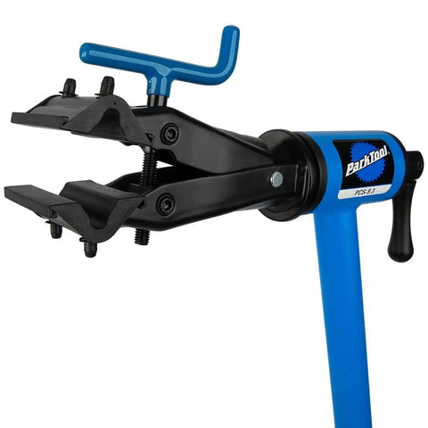 Close-up of Folding Home Mechanic Repair Stand Built From All Steel Teardrop Tubing For Maximum Rigidity And Stability With Locking Support Yoke