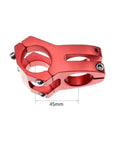 Red 31.8mm 45mm Bike Stem Short Handlebar Stem for Mountain Road BMX MTB Fixie Cycling with beefy four bolt clamp, side view