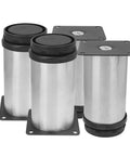 4 Pack Adjustable Furniture Legs Stainless Steel Plated Round Cabinet Feet 3.9 Inch Height Black Easy Leveling No Tools