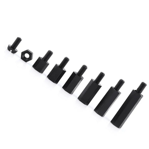 Heavy Duty PA66 Nylon Hex Standoff Spacer Kit With Slick Threaded Assortment For Tight Fit PCB Circuit Board Mounting showing assorted spacers and screws