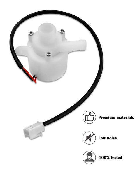 Top Shelf Ice Maker Water Pump Replacement For Small Bullet And Cubed Units Compatible With Model Zlwb 12 showing a compact white pump with wires.