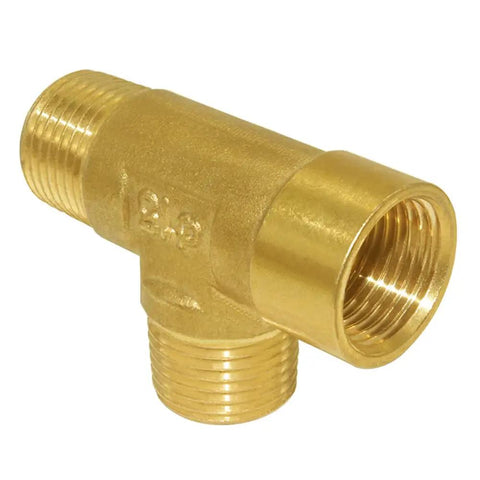 Brass Pipe Fitting Tee 3 Way NPT 1/2 In Male X 1/2 In Male X 1/2 In Female Hose Fitting For Plumbing, Corrosion Resistant Barstock Tee