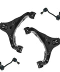 Mercedes Benz Sprinter 2500 Front Suspension Kit 4 Piece Control Arms Ball Joints Sway Bar Links Rear Wheel Drive 2015 2021 showing black metal construction.
